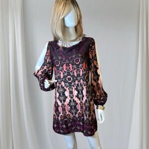 Romeo & Juliet Couture Purple and Pink Sheath Dress with Cold Shoulder